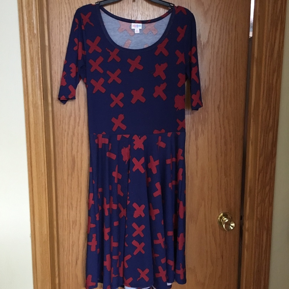 LuLaRoe XL Navy Nicole with Red Xs